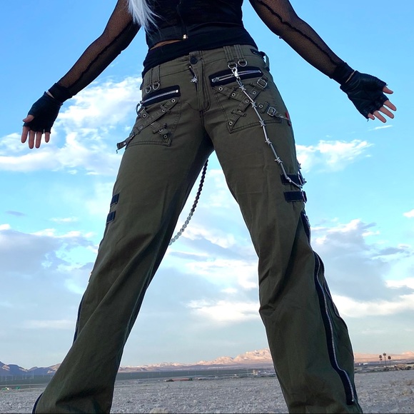 SOLD VTG TRIPP NYC Army Green Bondage Pants - Picture 9 of 10